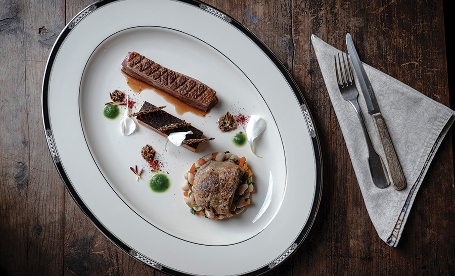 Plate with cooked duck